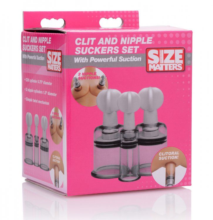 Experience powerful suction on your nipples and clitoris whe... Size Matters - Clit and Nipple Sucker Set photo-5
