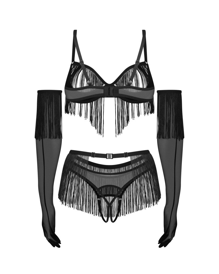 Obsessive - Rossay Crotchless 4 pcs Set - Black - S/M 照片