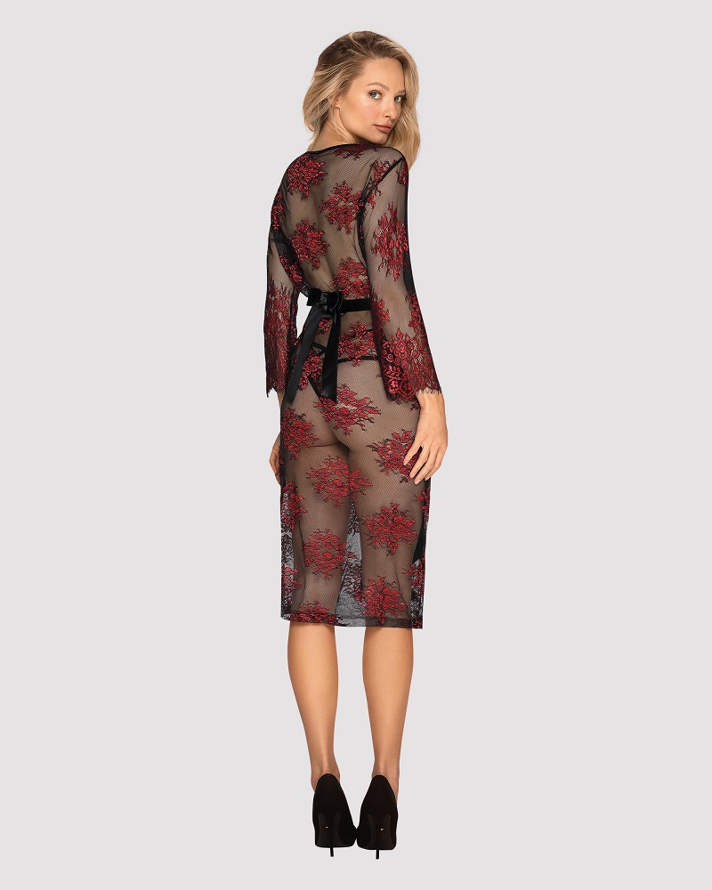 We know you like red and peignoirs that subtly emphasize sha... Obsessive - Redessia Peignoir - Black/Red - S/M photo-6