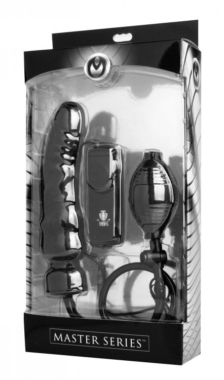Ravage them with this heavy duty inflatable vibrating dildo.... Master Series - Ravage Vibrating Inflatable Penis - Black photo-3
