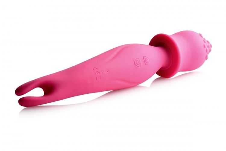 This rechargeable massager was designed with the contours of... Wand Essentials - Dual Diva 2 in 1 Silicone Massager - Pink photo-4