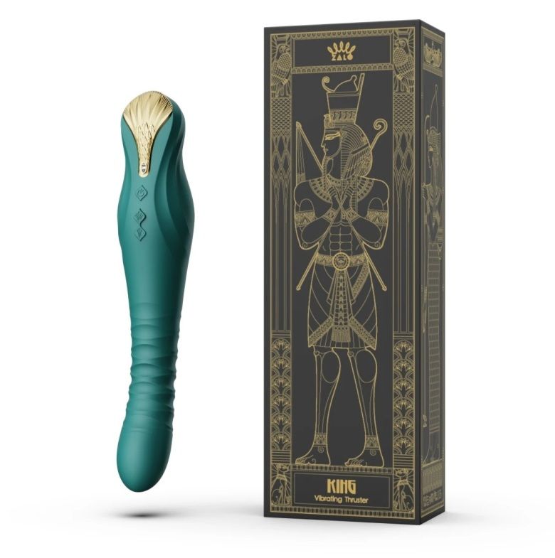 KING applies ZALO's breakthrough PowerThrust technology, org... Zalo - King APP Thrusting Vibrator - Turquoise Green photo-16
