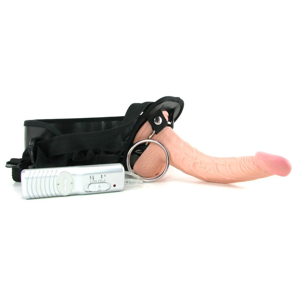 Combining Nasstoy's powerful, excitingly shaped 8 inch W... Nasstoys - All American Whoppers Vibrating 8″ Dong W/Universal Harness - Flesh photo-6