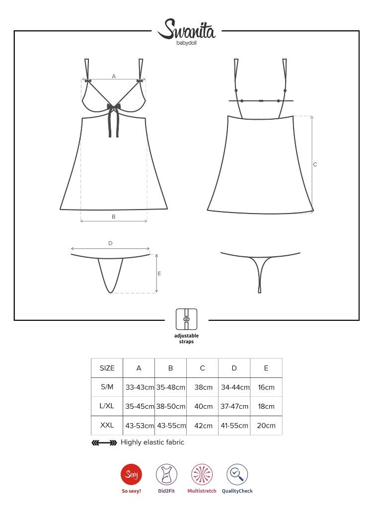 Do you feel like changing into a beautiful temptress? Choose... Obsessive - Swanita Babydoll & Thong - White - XXL photo-7