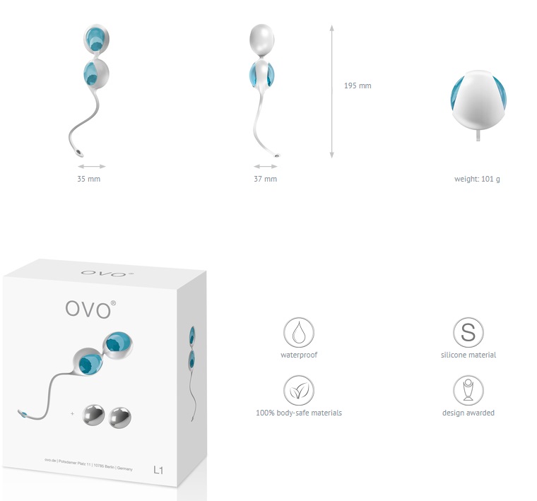 ovo L1 I comes with a sillicone double Kegel ball holder and... Ovo - L1 Love Balls - Blue photo-4