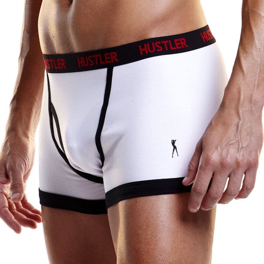 This classic style brings men comfort and a stylish laidback... Hustler - Logo Elastic Cotton Trunk - White - XL photo