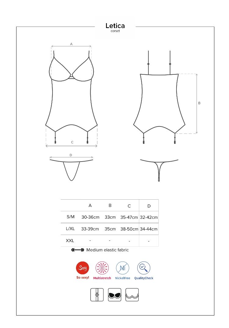 Obsessive - Letica Corset & Thong - Black - L/XL photo-9