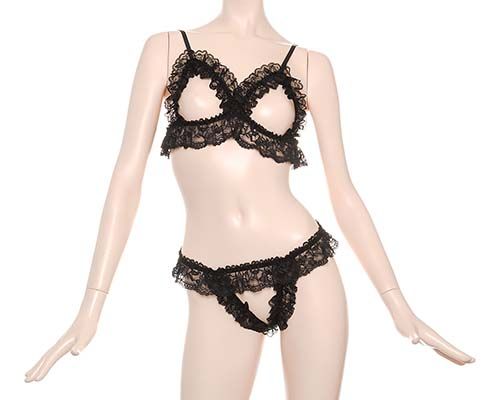 Costume Garden - GB-157 露乳开裆蕾丝套装 - 黑色 照片