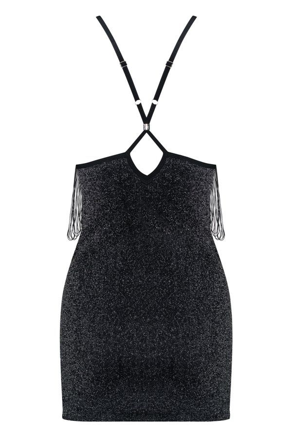 Obsessive - 824-DRE-1 Dress & Thong - Black - L/XL photo-8