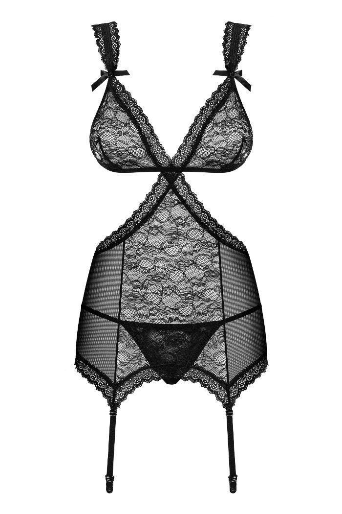 Here’s a special outfit for a temptress, who knows well how ... Obsessive - Swanita Corset & Thong - Black - S/M photo-5