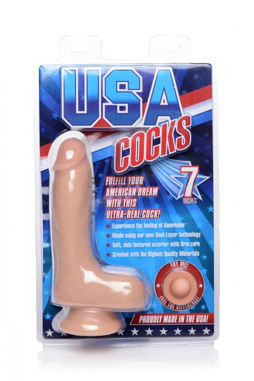 . USA Cocks - 7″ 雙層質感假陽具 - 肉色 照片-8
