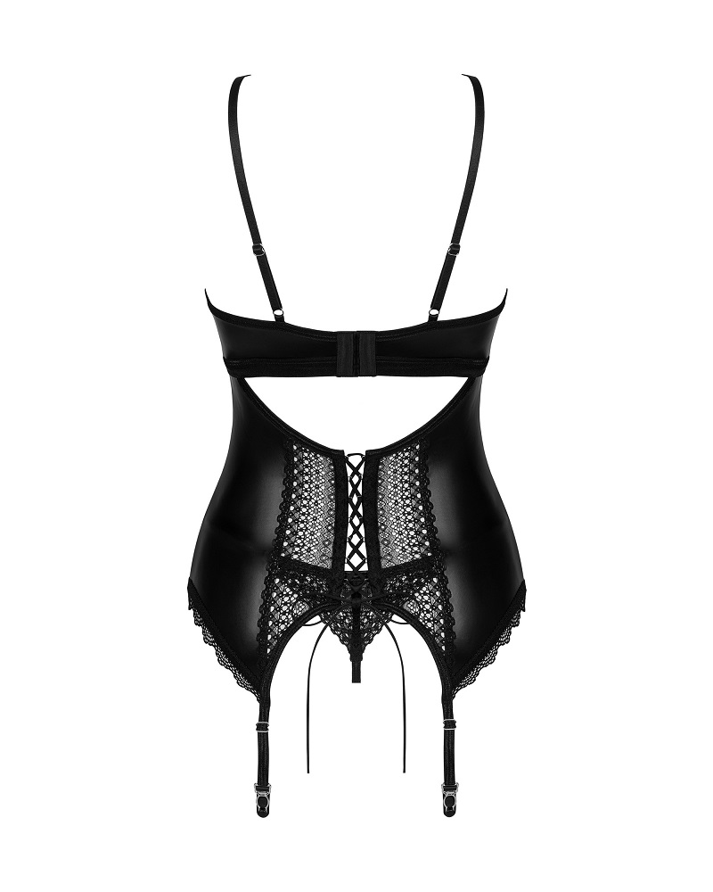 See your sexy glow when you admire yourselfin the mirror wea... Obsessive - Norides Corset & Thong - Black - XL/XXL photo-8