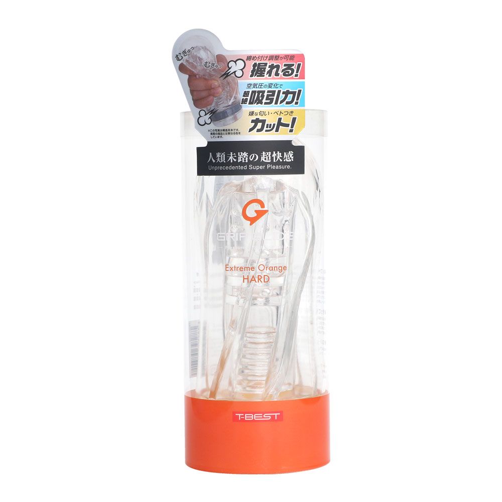 Gripable cuphole !! This product uses a soft material on the... T-Best - Grip Glide Extreme Hard Masturbator - Orange photo-4
