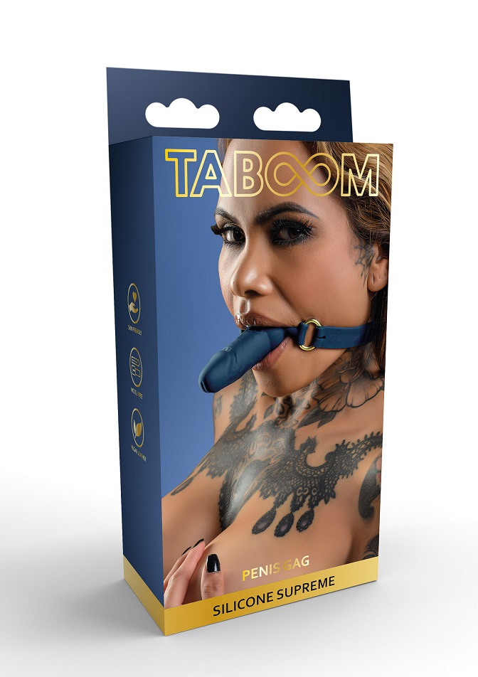 Experience a captivating bondage encounter with the TABOOM S... Taboom - Supreme Penis Ball Gag - Blue photo-6
