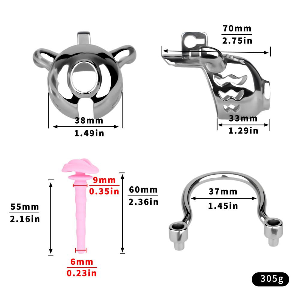 Material: 304 Stainless steel
Cage high: 72mm &nb... FAAK - Metal Pig Chastity Cage w Catheter - Black photo-10