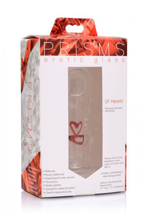 Treat yourself, or your lover, to the smooth and exquisite s... Prisms Erotic Glass - Lil Hearts Plug - Clear photo-6
