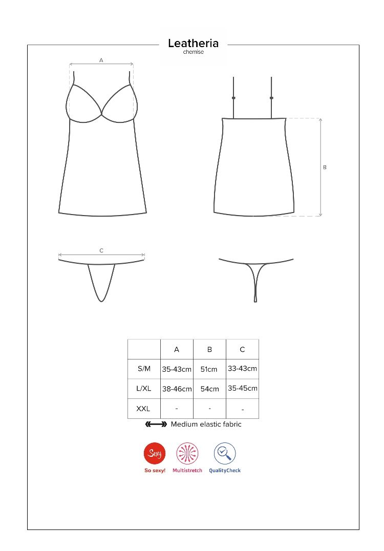 Obsessive - Leatheria 皮連身裙連丁字褲 - 黑色 - L/XL 照片-9