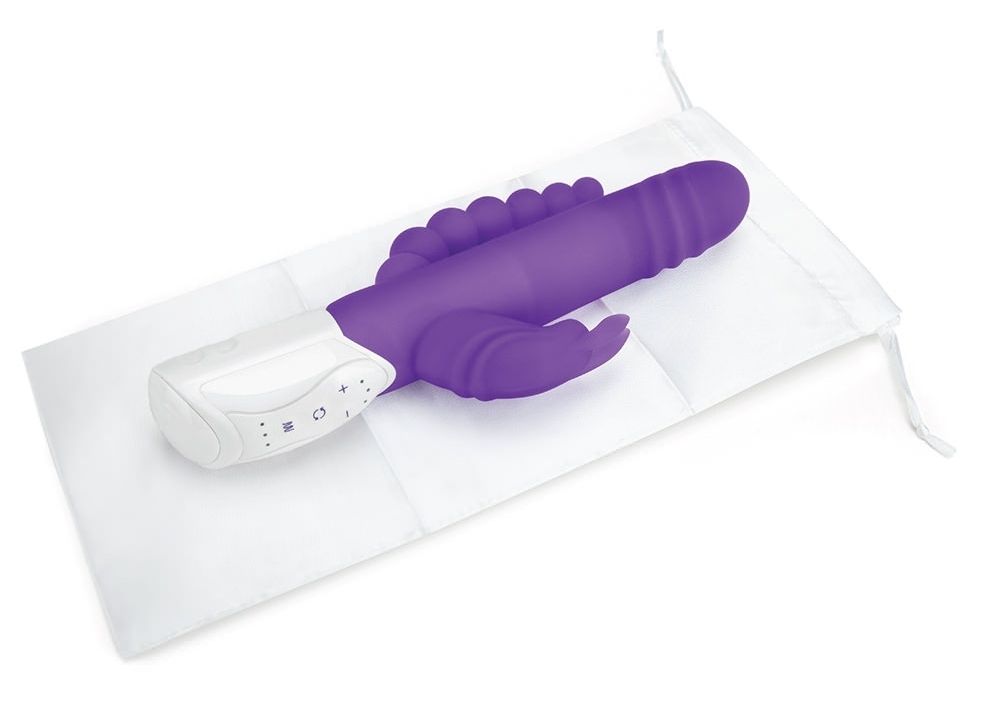 Rabbit Essentials - 7種功能後庭串珠可轉動兔子震動棒 - 紫色 照片-9