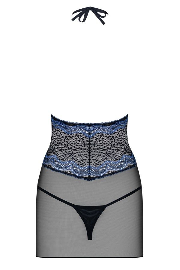 How wild will you be tonight? Here’s our tiny advice. Put on... Obsessive - 844-CHE-1 Chemise & Thong - Black - S/M photo-8