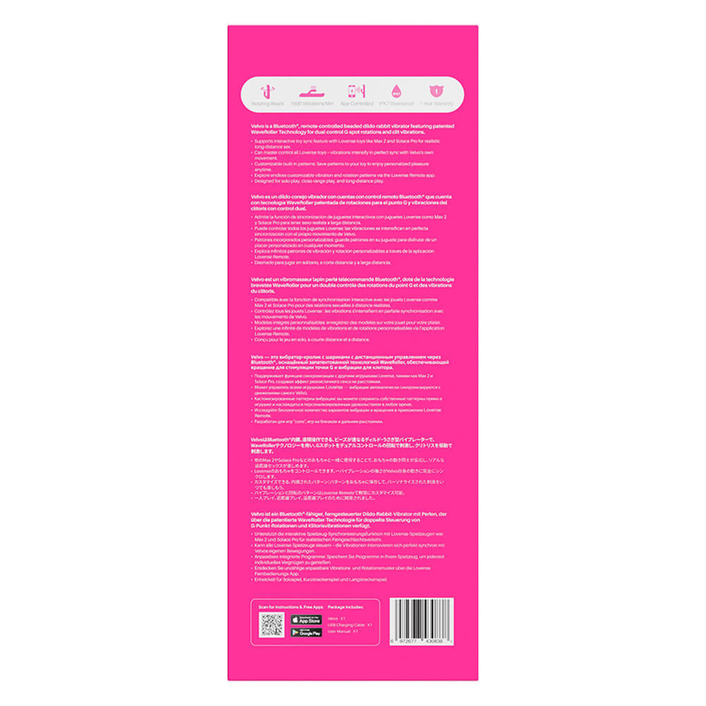 Lovense - Velvo 旋轉G點刺激頭&波浪滾珠兔仔按摩棒 - 粉色 照片-9