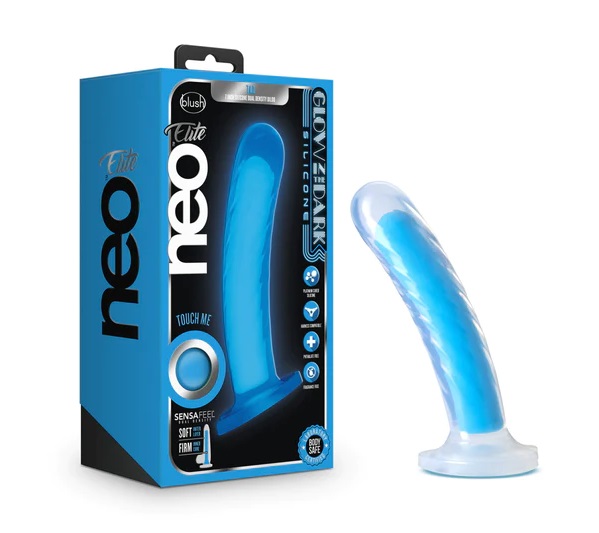 Tao Silicone Dual Density Dildo will bring new light to your... Neo Elite - Glow in the Dark Tao Dildo 17,8cm - Neon Blue photo-6