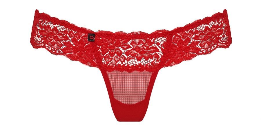 Beautiful lace and tempting frills on your derriere? Sounds.... Obsessive - 863-THO-3 Thong - Red - L/XL photo-7