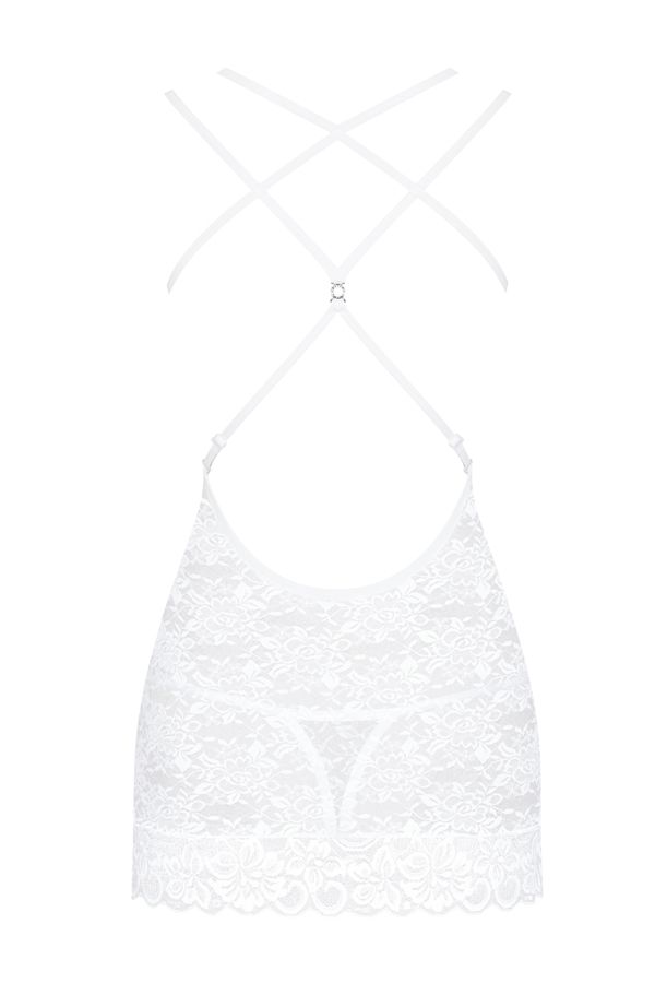 You’re dreaming of a really fabulous chemise? Your dream wil... Obsessive - 860-CHE-2 Chemise & Thong - White - S/M photo-8