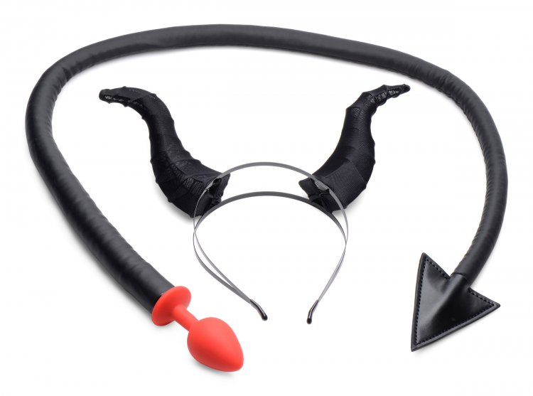 Tailz - Devil Tail & Horns Set - Black photo