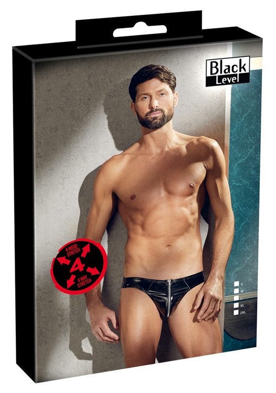 Vinyl pants with long zipper.
Material: 94% Polyester, ... Black Level - Vinyl Panties w Zipper - Black - S photo-3
