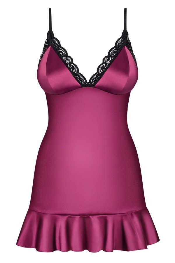 How would you like to spend this evening with him? We bet yo... Obsessive - 845-CHE-5 Chemise & Thong - Pink - S/M photo-7
