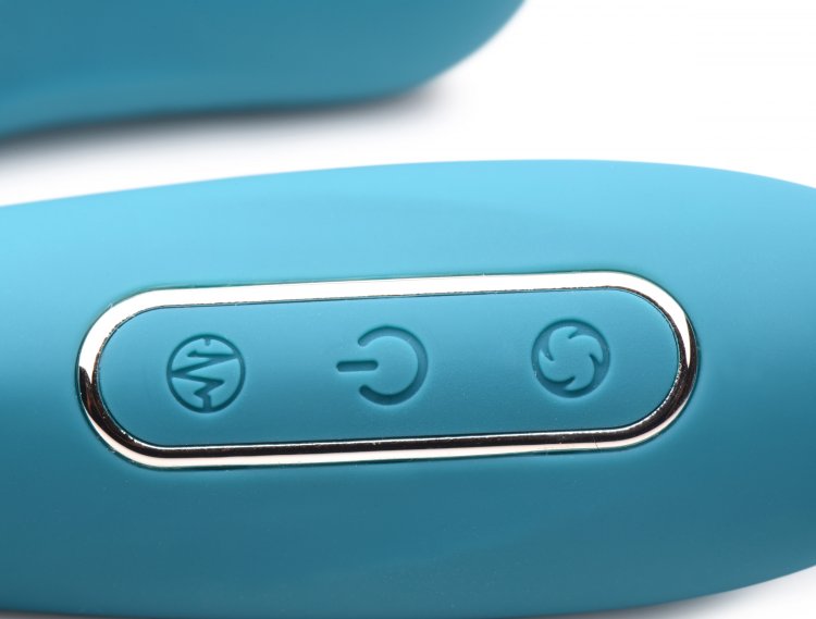 Twin toys crafted for tandem pleasure! Built for those who l... Inmi - Entwined Thumping Egg & Licking Stimulator - Blue photo-7