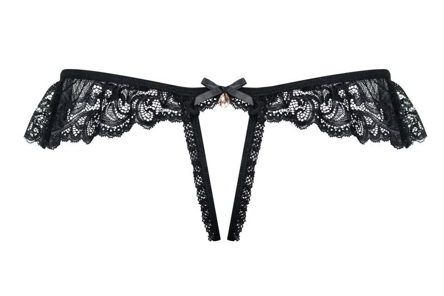 Piquant warm-up before a really hot night? That’s a spicy id... Obsessive - 830-THC-1 Crotchless Thong - Black - L/XL photo-8