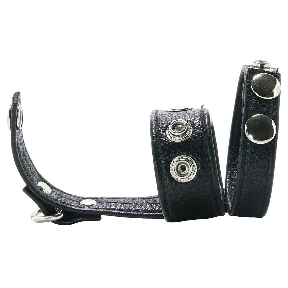 Combining sexy scrotum constriction with a classic erection ... Blueline - Cock Ring With 1'' Ball Stretcher And Optional Weight Ring photo-4