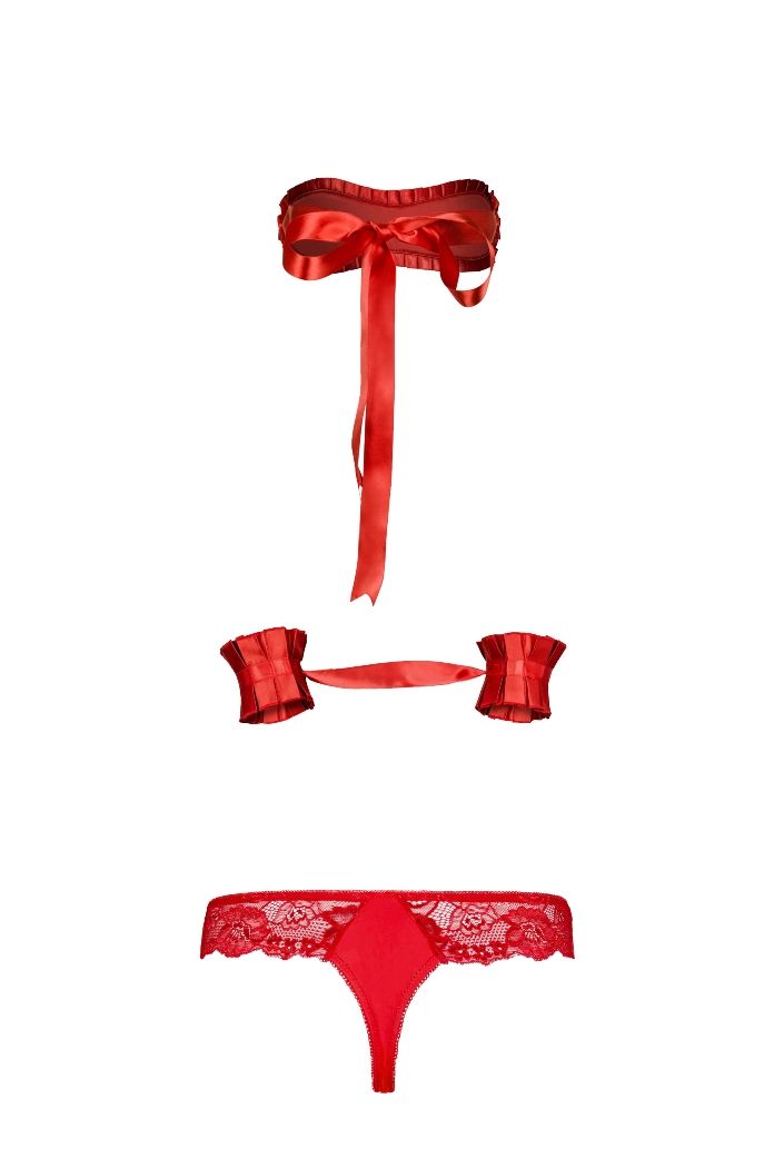 Imagine that your eyes are covered and your hands are tight.... Obsessive - Secred Set 3 pcs - Red - S/M photo-6