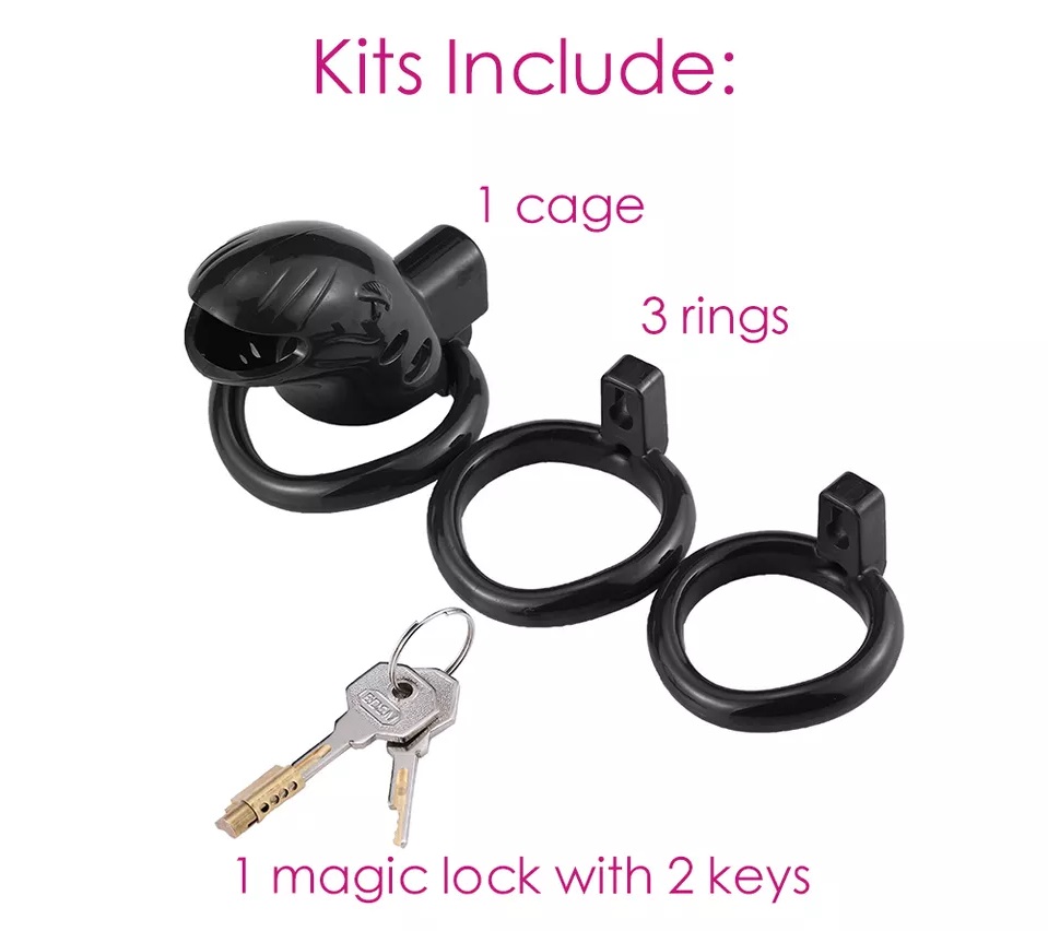 MT - Plastic Chastity Cage w Magic Lock - Purple photo-5
