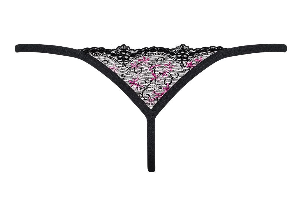 Tiny but so powerful! Just take a look at this stunning thon... Obsessive - Floweria Thong - Black - L/XL photo-6