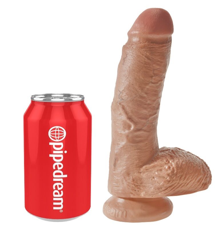 Do you want your first dildo to look and feel just like the ... King Cock - 8″ Cock With Balls - Caramel photo-6