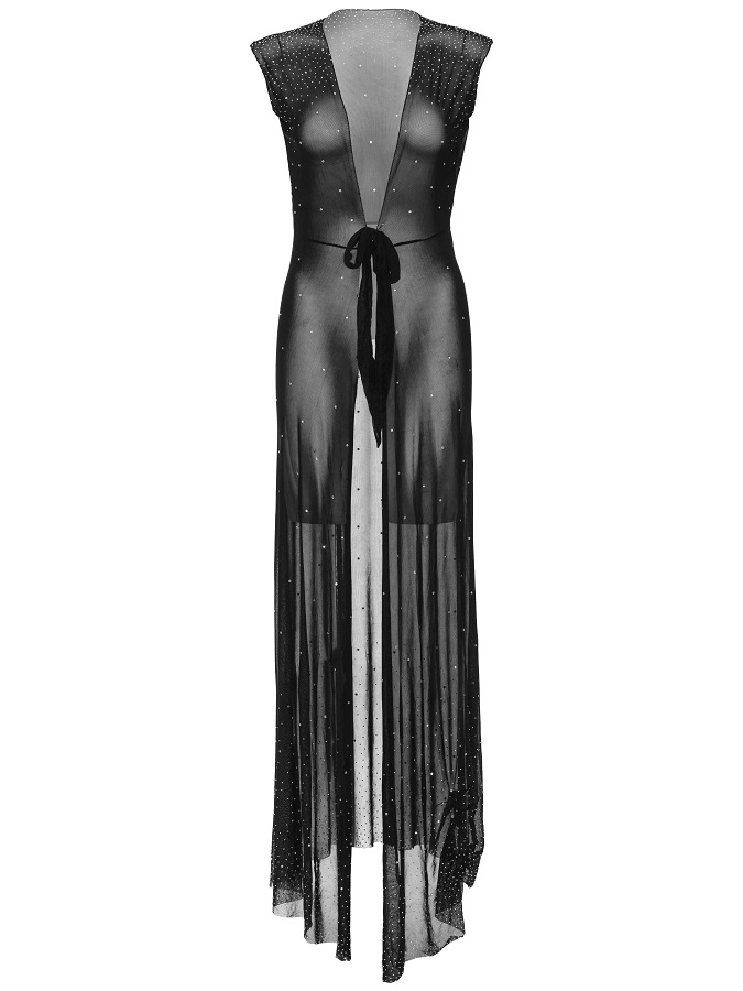 Create some drama with this iridescent rhinestone sheer robe... Leg Avenue - Shine With Me Robe - Black photo-7