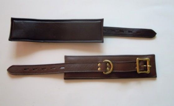 Zorbo - Calf Softy Leather Handcuff With Padding Contrast Stitching photo