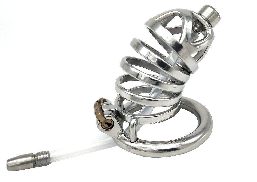 Total high: 70mm &n... FAAK - Chastity Cage 12 w Catheter 45mm - Silver photo-7