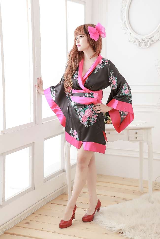 SB - Kimono S124 - Black/Pink photo-5
