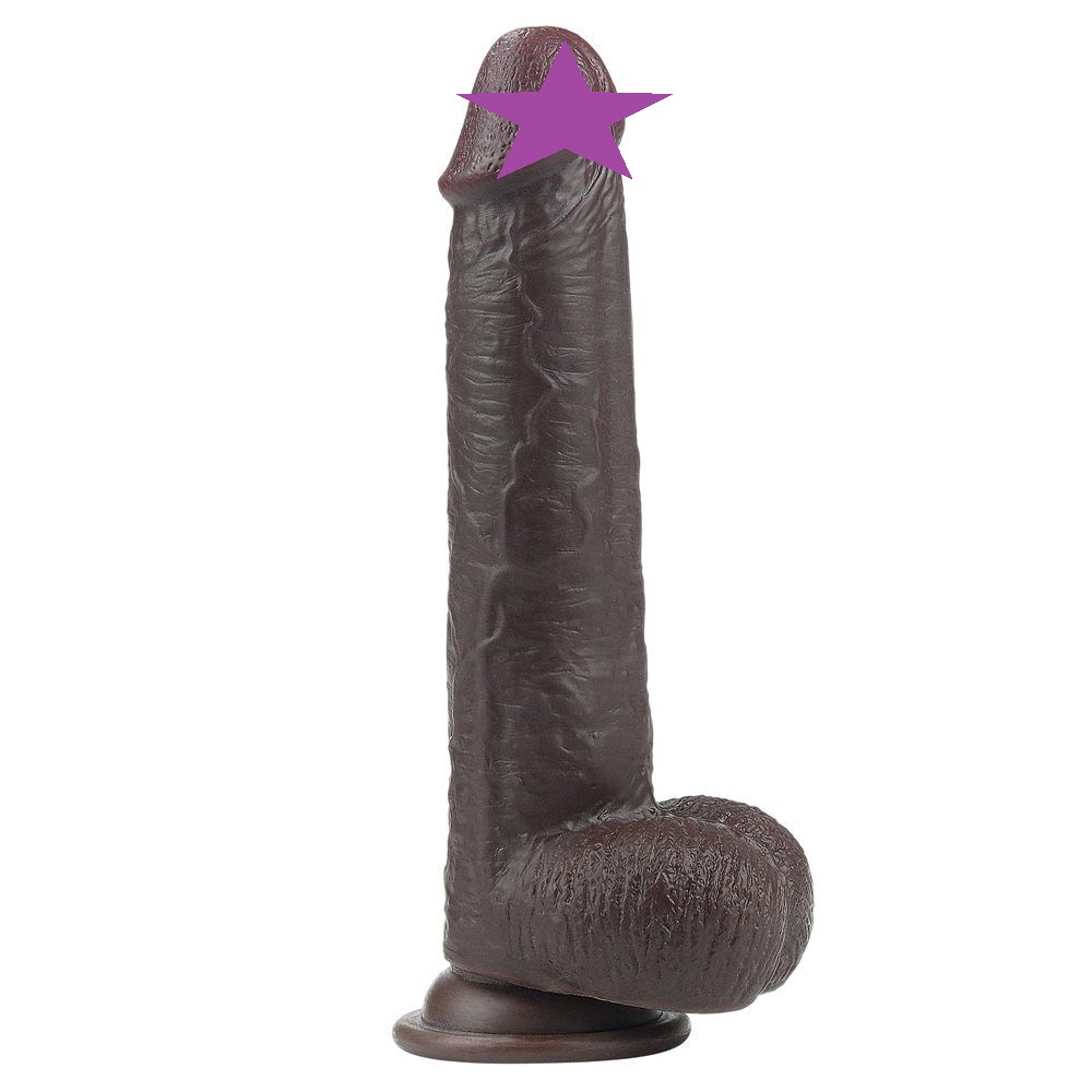 Made with realistic dual-layer sliding-skin material for Iif... Lovetoy - 9'' Sliding Skin Dual Layer Dong - Brown photo-2