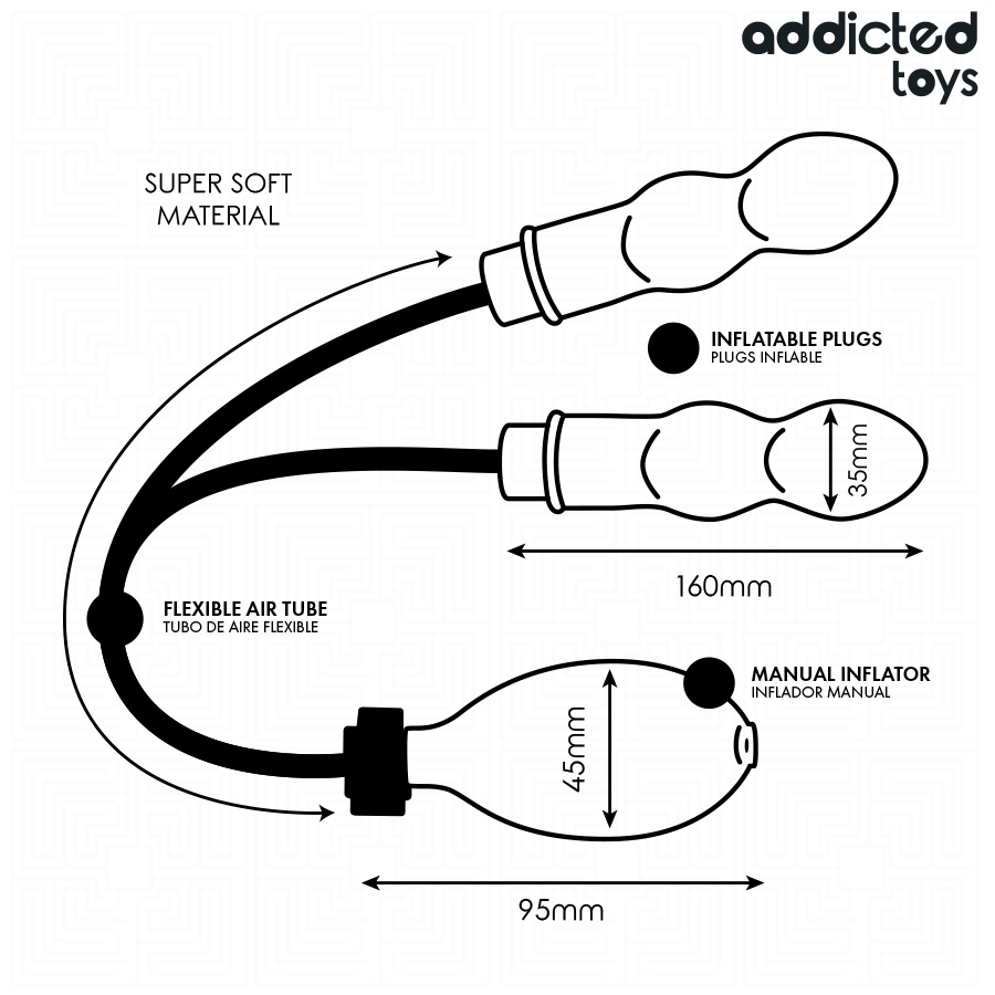 Addicted Toys - Inflatable Double Anal Plug - Black photo-5