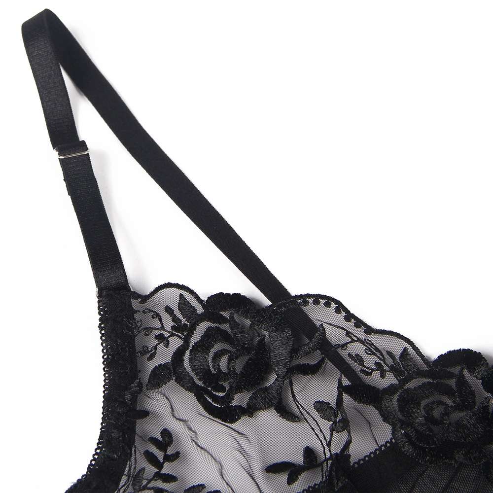 Floral embroidery underwire garter lingerie set
Material&nb... Ohyeah - Floral Garter Bra Set - Black - 3XL photo-9