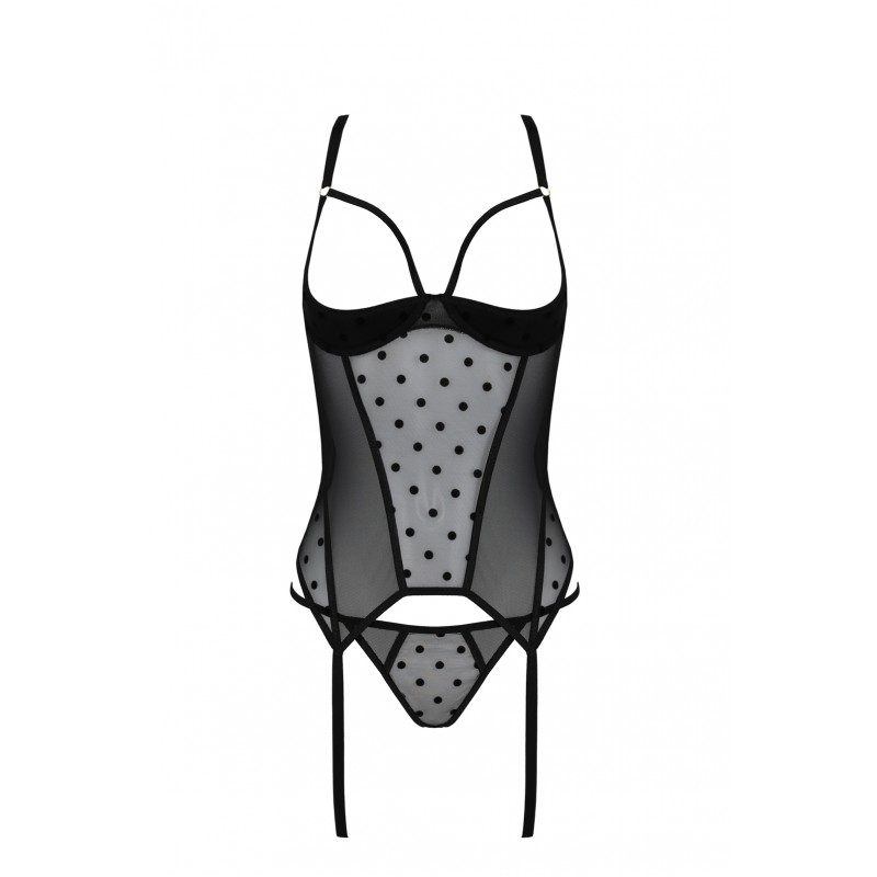 The very spectacular Martina corset is a combination of tran... Passion - Marina Corset - Black - S/M photo-3