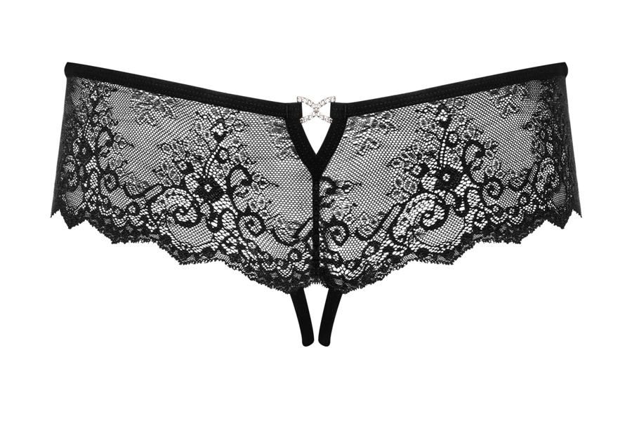 Adorable lace and sexy details are close at your hand. With ... Obsessive - Merossa Crotchless Panties - Black - S/M photo-11