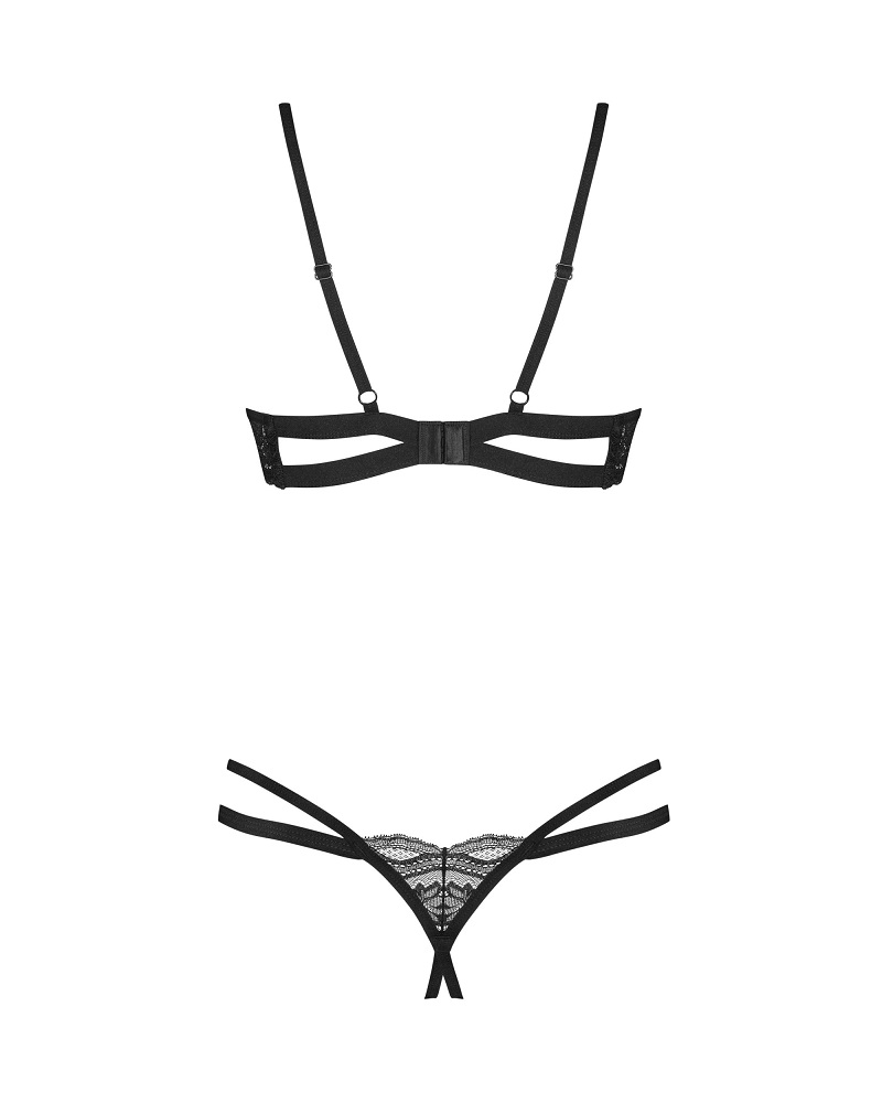 Elevate the ambiance with the hot black Nutris lingerie set.... Obsessive - Nutris Crotchless Set - Black - XS/S photo-5