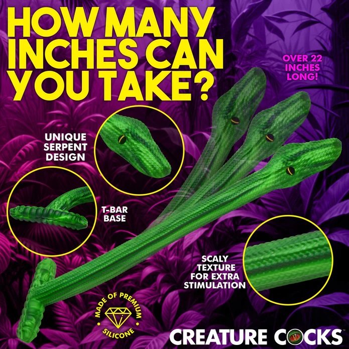 Discover untamed pleasure with the Slither Silicone Dildo! T... Creature Cocks - Slither Hose Dildo - Green photo-2