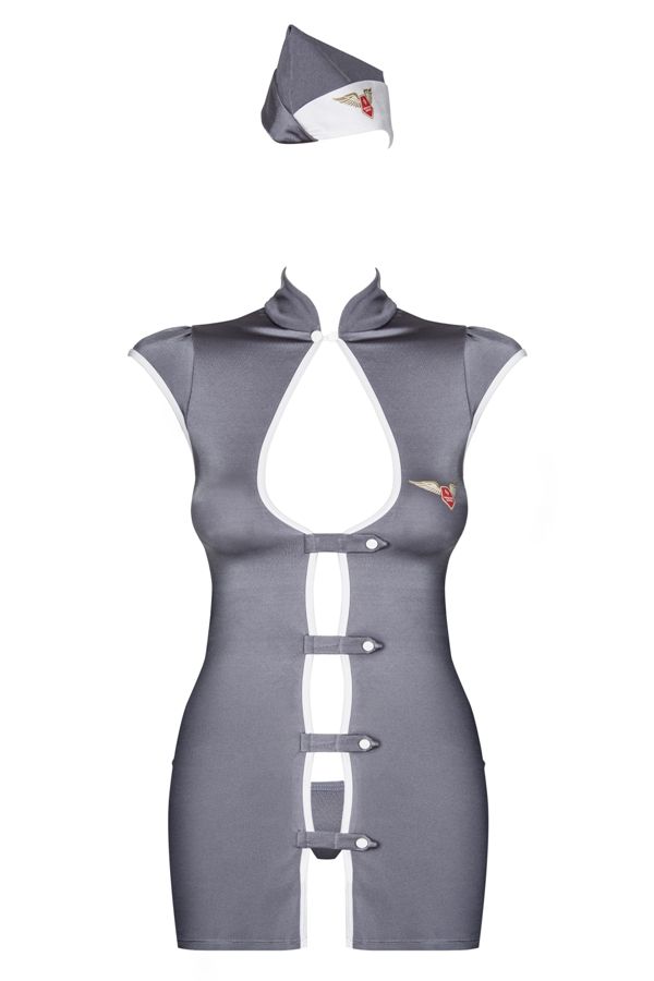 Welcome aboard! If you’re holding this box in your hand – it... Obsessive - Stewardess Costume - Gray - S/M photo-7