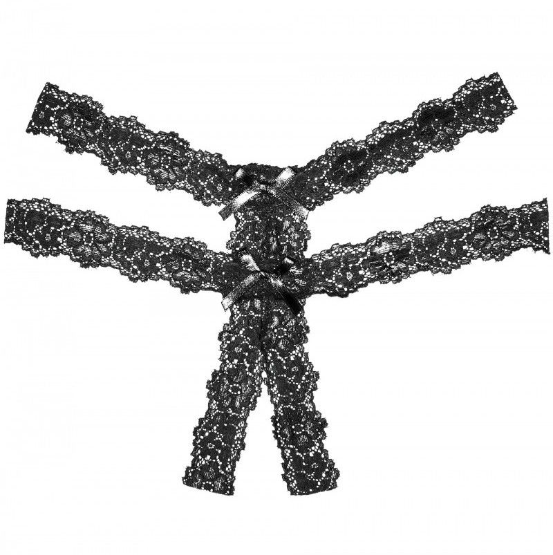 Sexy lace crotchless rhapsody panty. Allure - Crotchless Rhapsody Panty - Black photo-2